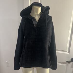 OUTPOST MAKERS Sweatshirt/Hoodie 1/4 button Black Cotton Knit small